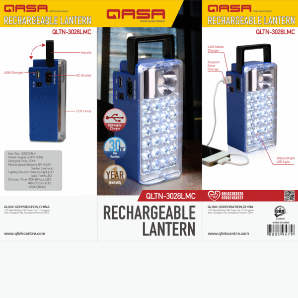 Qasa Quality Rechargeable Lantern QLTN-3028LMC 5days Active - Image 2